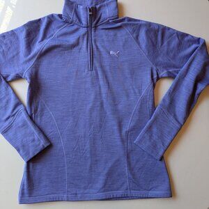 Puma Golf Women’s Quarter Zip Pullover Purple Striped Thermal Fleece Top Size M